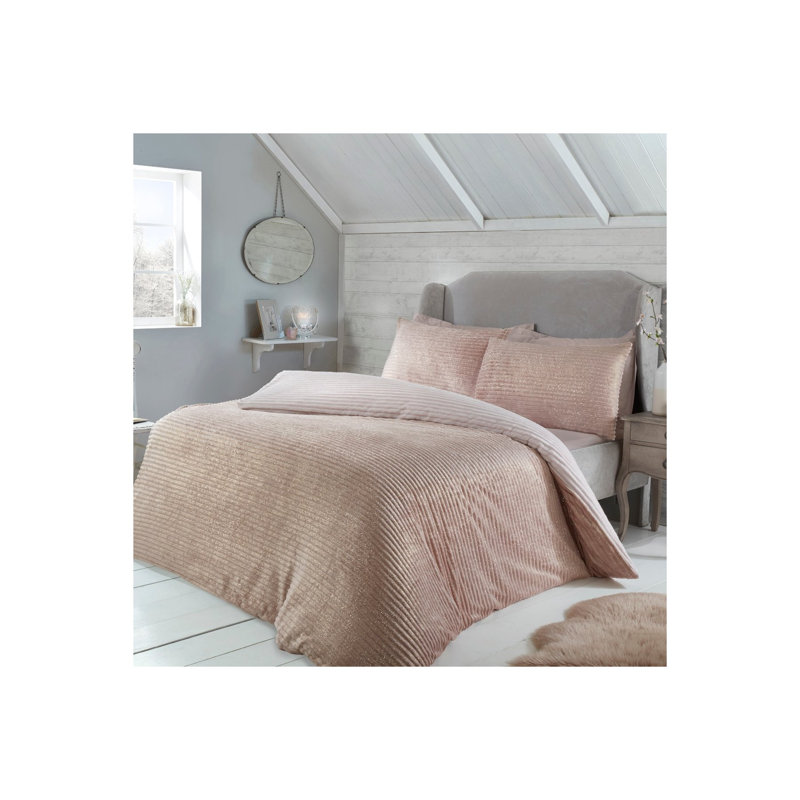 Bryson Polyester Solid Colour Duvet Cover Set with Pillowcases, Blush, Kingsize - 2 Standard Pillowcases