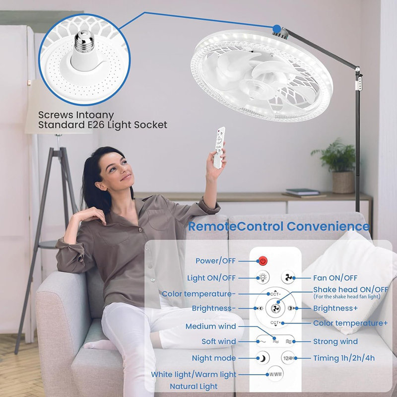 Ventilateurs de plafond avec lumières et télécommande, ventilateur encastré de 18 po ...