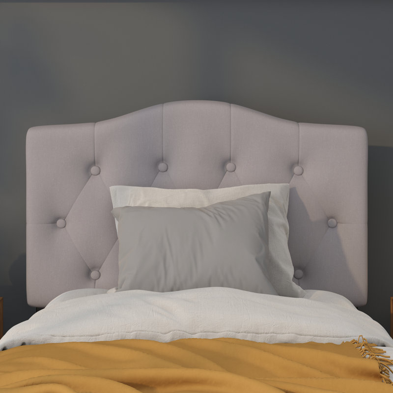 Ciriaca Arched Button Tufted Upholstered Headboard, Light Gray, Twin