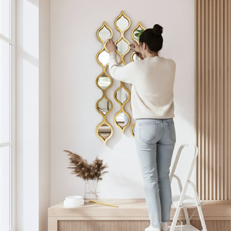 Ensemble de 3 miroirs muraux décoratifs vert Hoscar