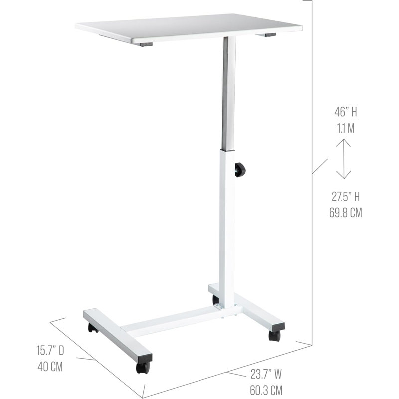 Adjustable Mobile Laptop Desk Cart With Smooth-Rolling Wheels And Ergonomic Design For Home Office Use