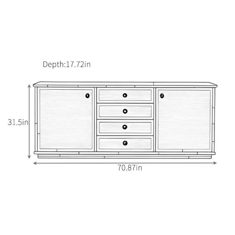Buffet Simple Kitchen, H 31,5 po x l 70,87 po x P 17,72 po