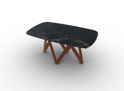 Cartesio Extendable Tables, 29.63"H x 65"L x 39.38"W, Black Statuary Marble, Matt Black