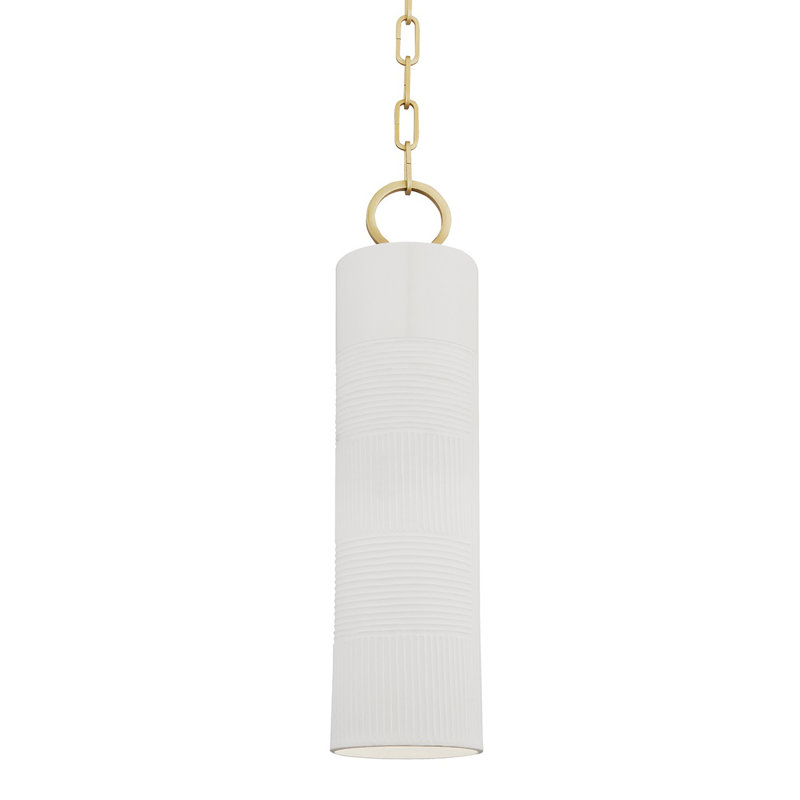 Luminaire suspendu cylindrique à 1 lumière Coven, Céramique blanche