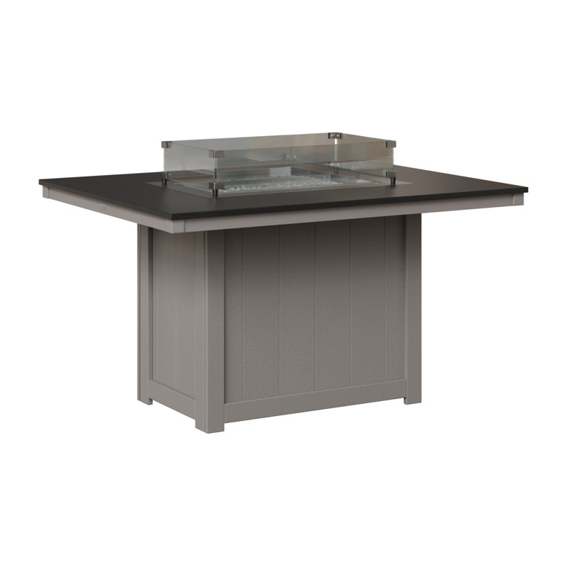 Berlin Gardens Donoma 54″ Rectangular Dining Fire Pit Table, 30" H x 41" W x 54" D, Hammered Top Black with Light Grey Base