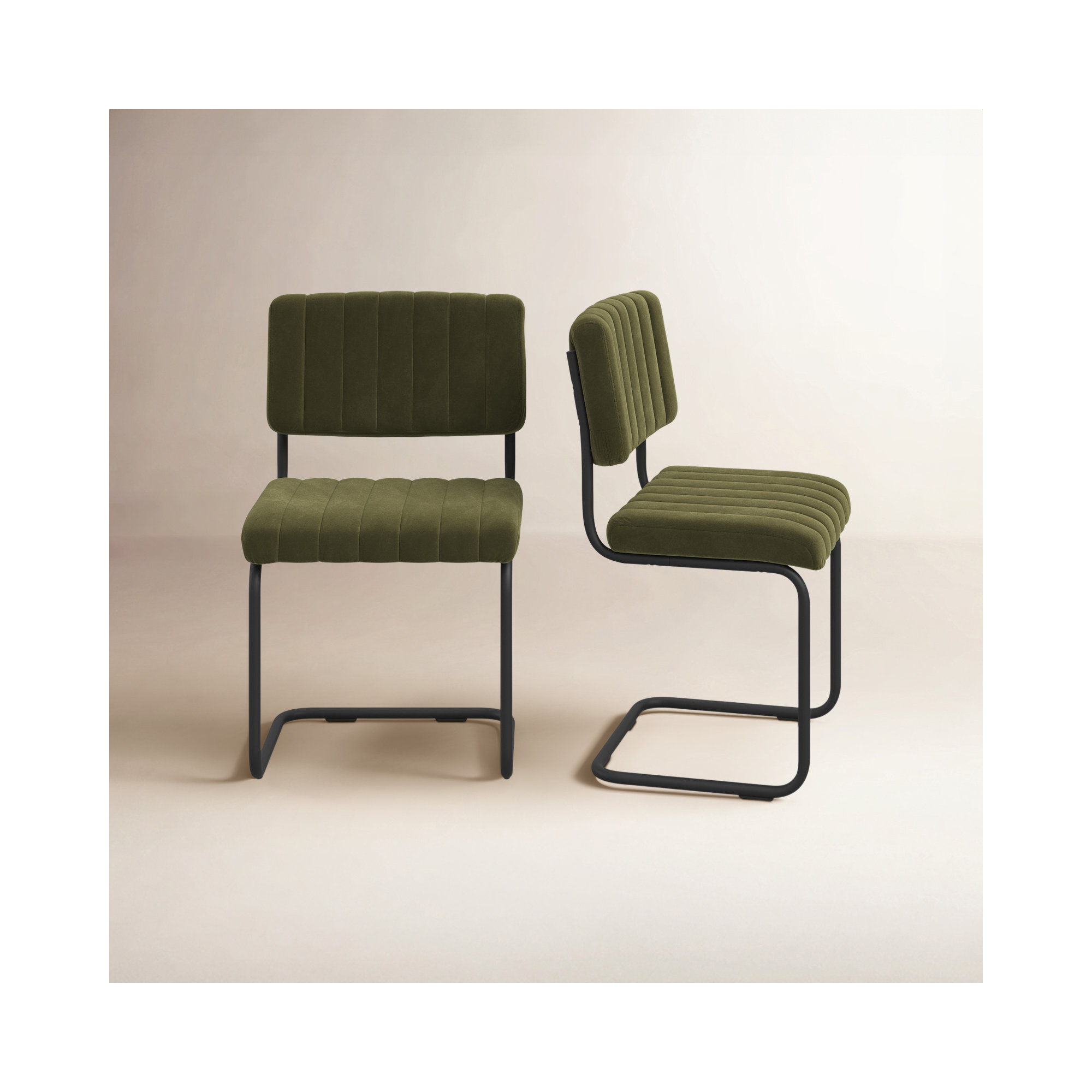 Estes Velvet Side Chair, Olive Velvet
