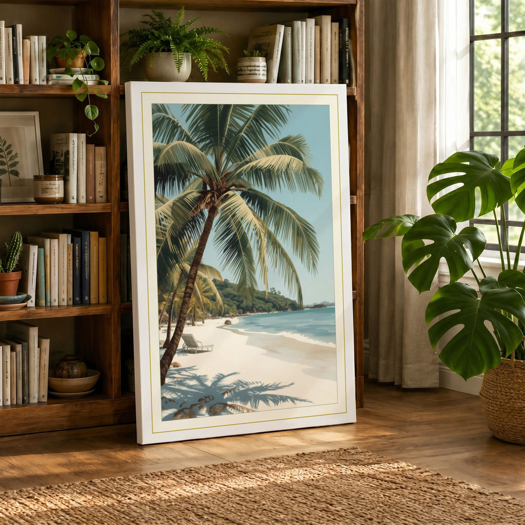 Tropical Paradise Palm Coastal - Wrapped Canvas