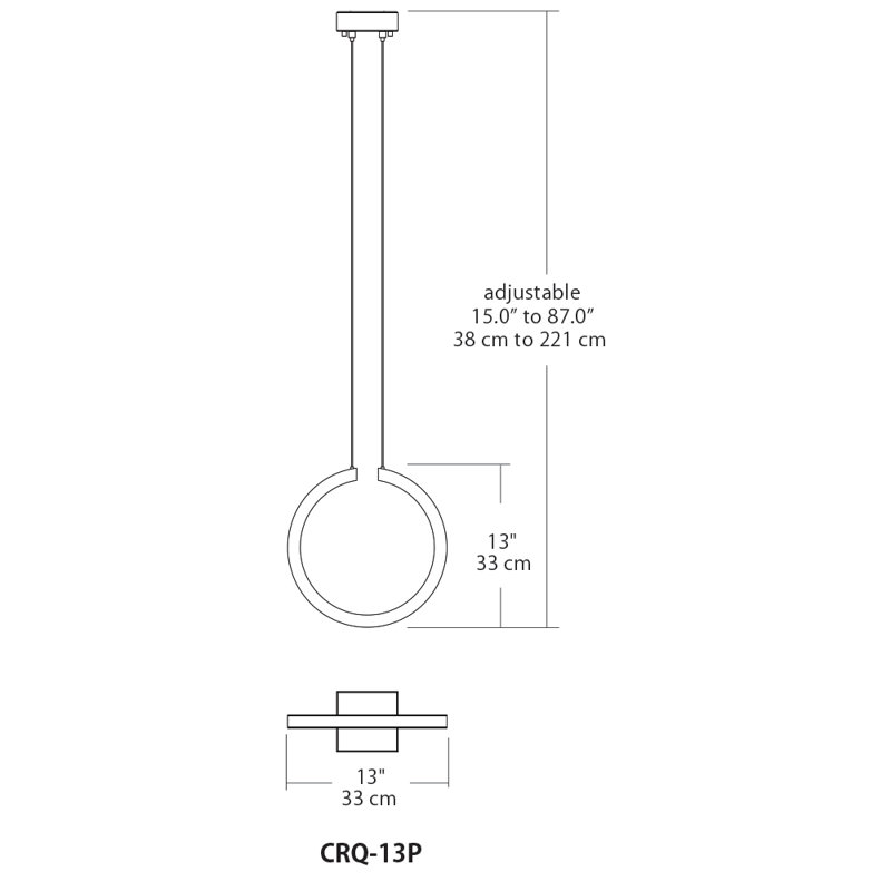 Cirq 1 - Light Single Geometric Pendant, 87" H x 4.5" W x 4.5" D
