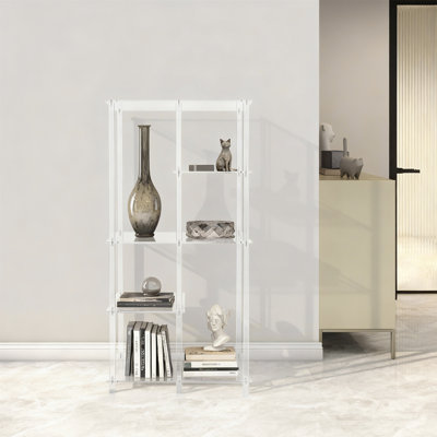 Clear Acrylic Bookshelf Cuboid Storage Rack
