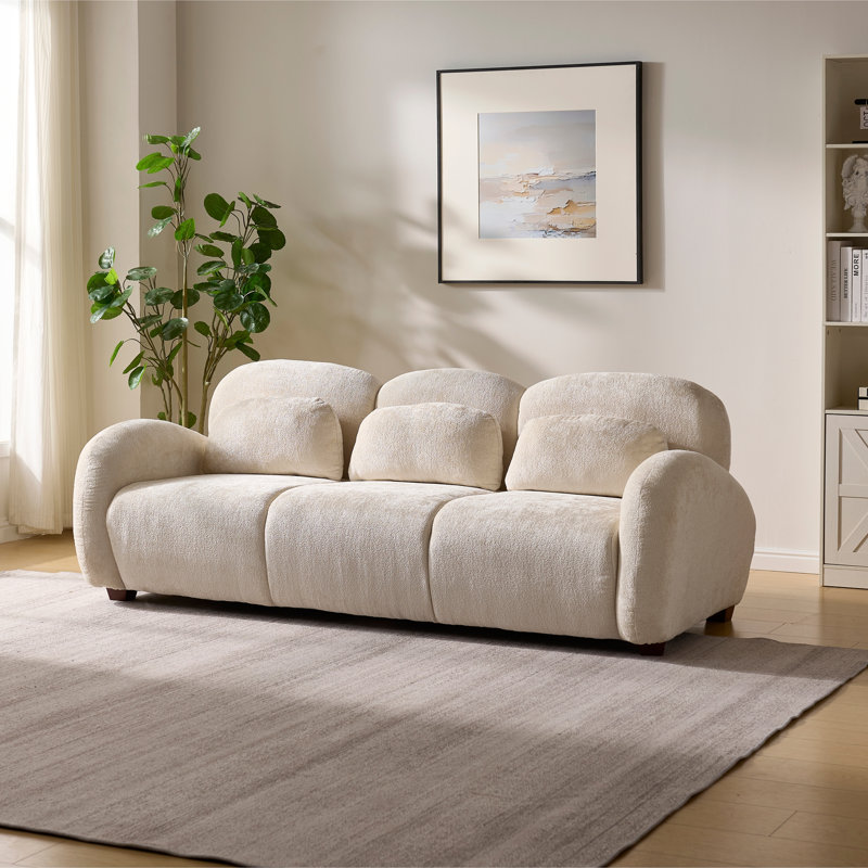 Canapé rembourré moderne à 3 places avec 3 coussins pour chambre, bureau et appartement