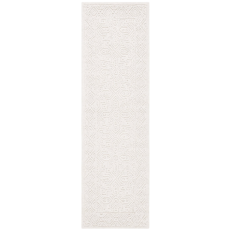 Nithika Geometric Shapes Wool Hand Tufted Area Rug, Runner 69 x 244cm