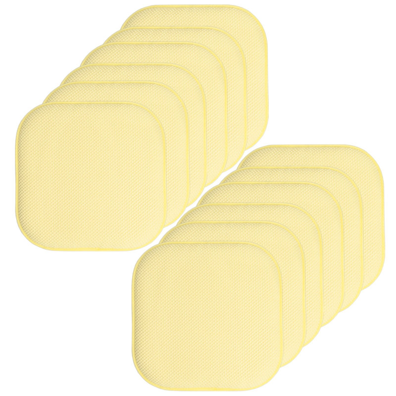 Honeycomb Non-Slip Indoor Chair Cushions, Yellow, 12-Pack