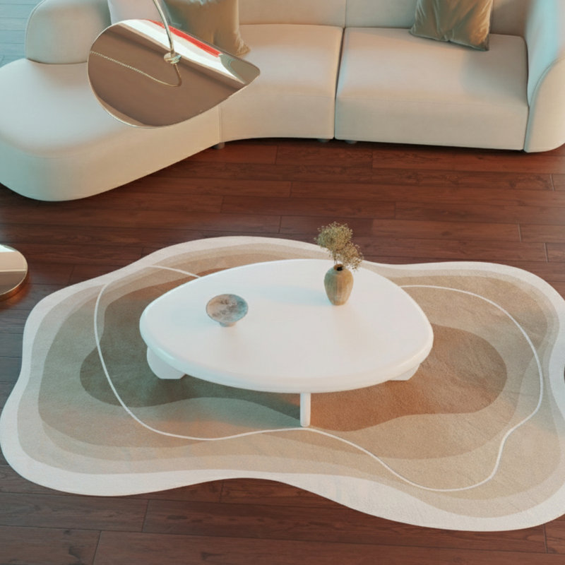 Table basse moderne à motif de galets, Blanc