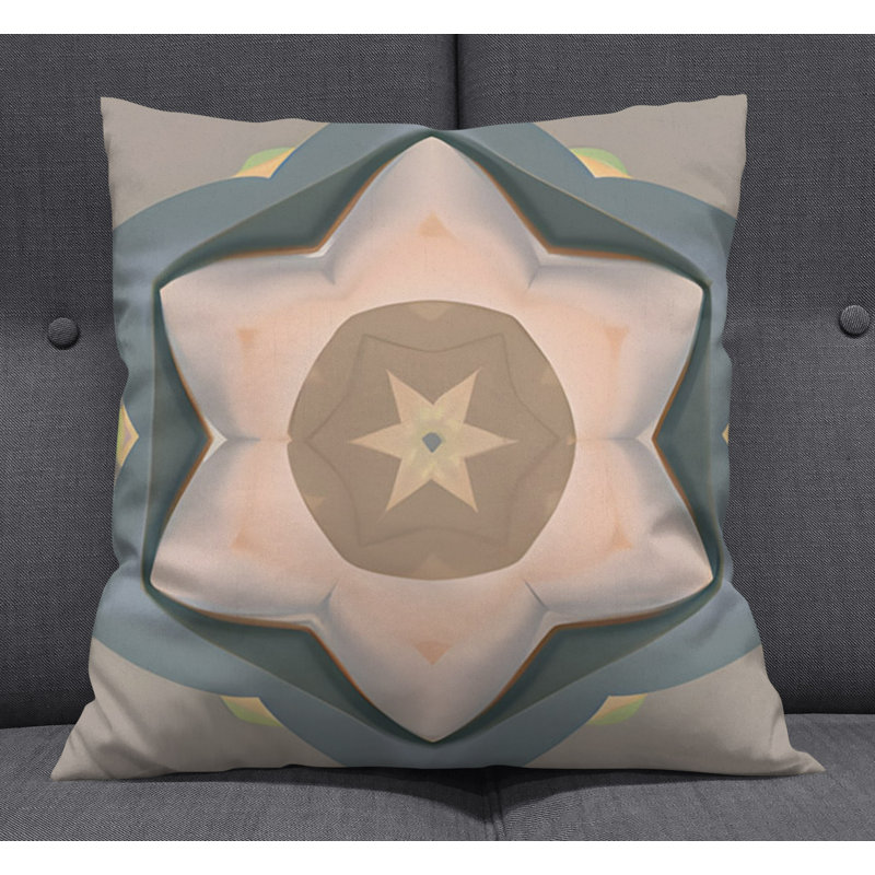 Throw Pillow With Insert, 16"H x 16"W, Blue/Pink Abstract 1
