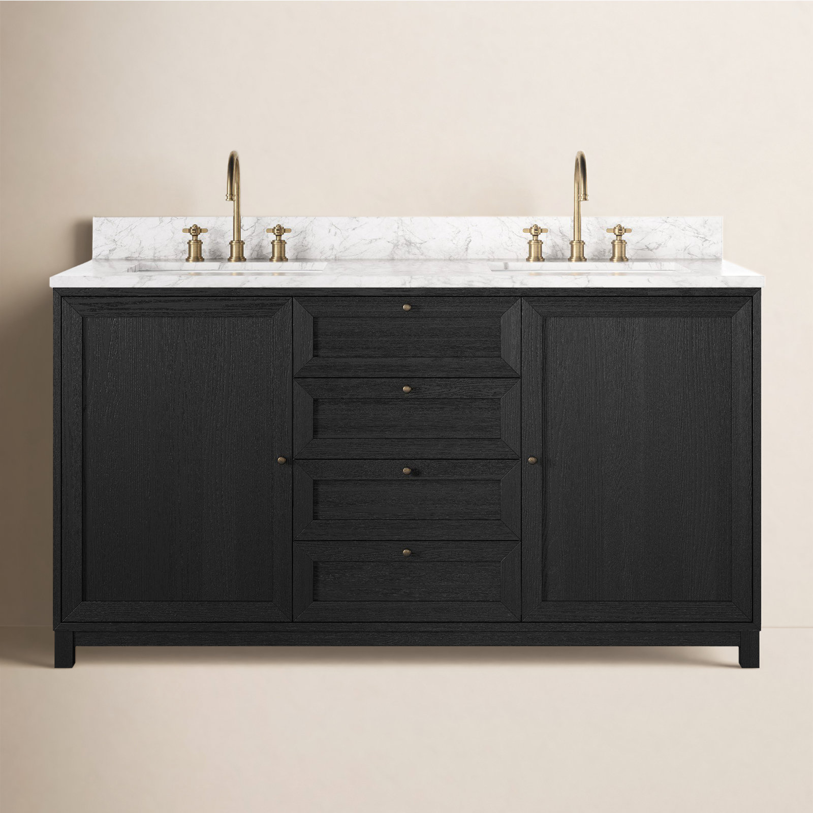 Sonata 60" Double Bathroom Vanity, Black