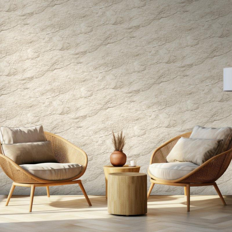 Papier peint luxueux Stone Serenity, Crème