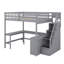 Structure de lit mezzanine en bois pleine grandeur avec bureau en forme de L intégré et 3 tablettes de rangement et escalier de rangement attaché pour les enfants, aucun sommier nécessaire-1946459648