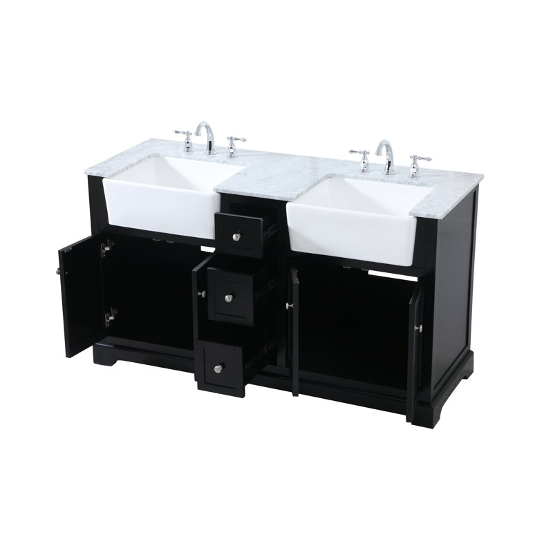 Ensemble de meuble-lavabo double 60 po Pardue, Noir