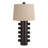 Stoneware Table Lamp With Raised Dots And Linen Shade