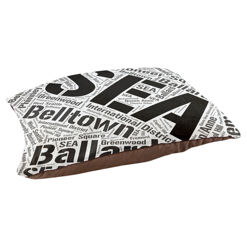 Coussin de chien « districts », Très grand (H 17 po x l 50 po x P 40 po), Noir, Seattle