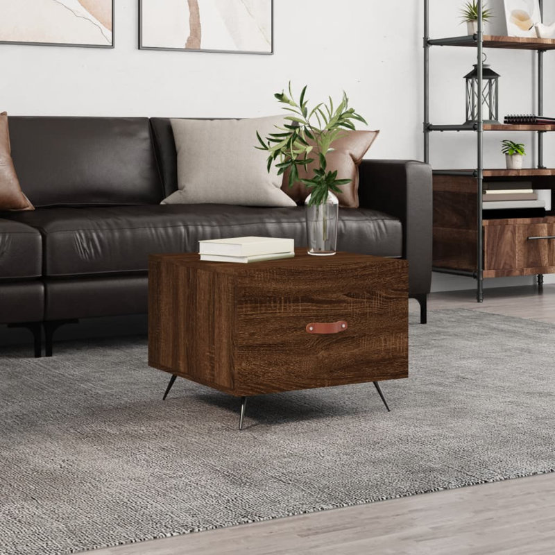 Chonie Four Leg Coffee Table with Storage, Brown Oak
