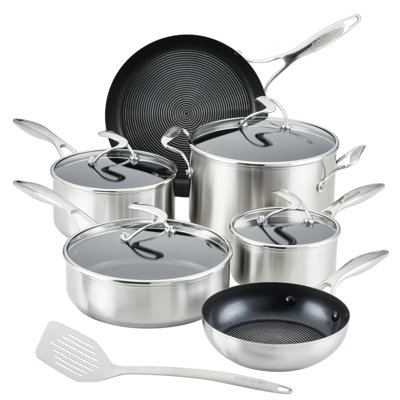 Circulon Stainless Steel Induction Cookware Set with SteelShield Hybrid Stainless and Nonstick Technology, 11 piece