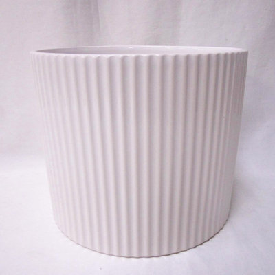 Glazed White Ribbed Planter