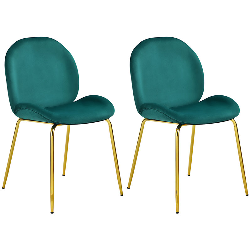 17'' H Velvet Upholstered Side Chair, Green Velvet