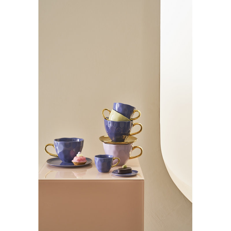 Tasse à thé en porcelaine Kattia, Bleu mauve, H 2,73 po x l 3,31 po x P 3,31 po