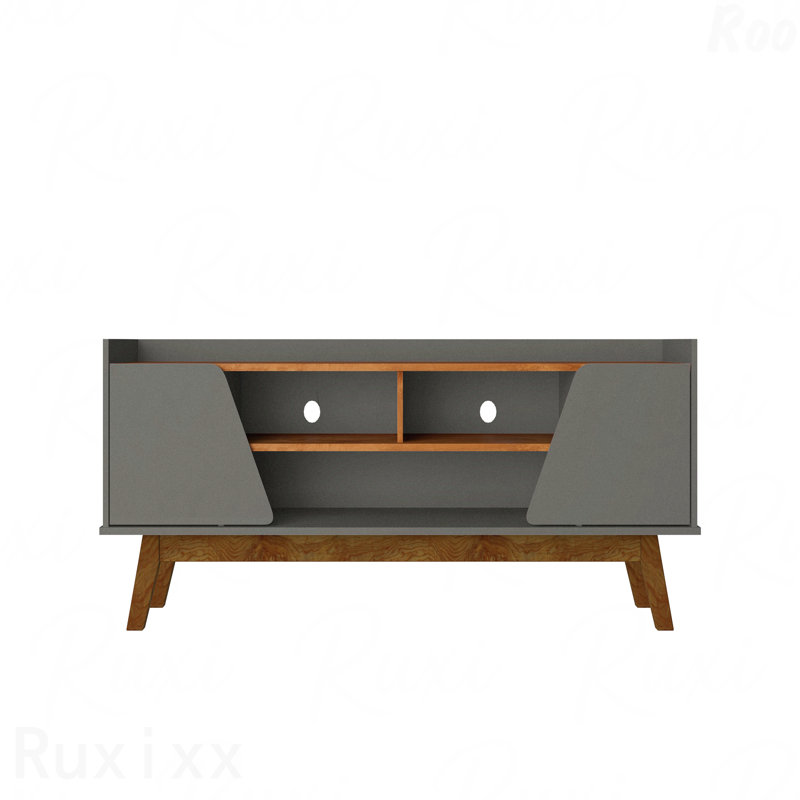 Meuble télé, gris sauge foncé et brun, Gris foncé