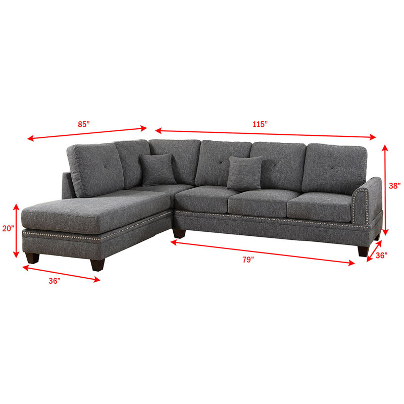 Joseph Reversible Coner Sofa, Ash Black, Left Hand Facing