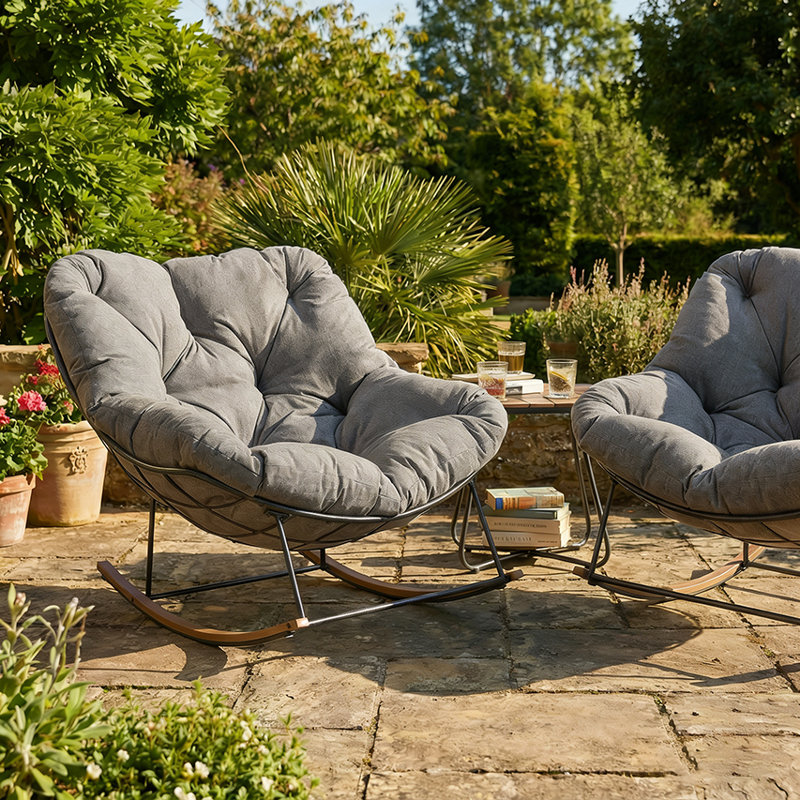 Latitude Run® Outdoor Rocking Chairs Set Of 2,oversized Papasan Chair ...