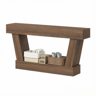 Vintage Console Table with Storage Shelf for Entryway