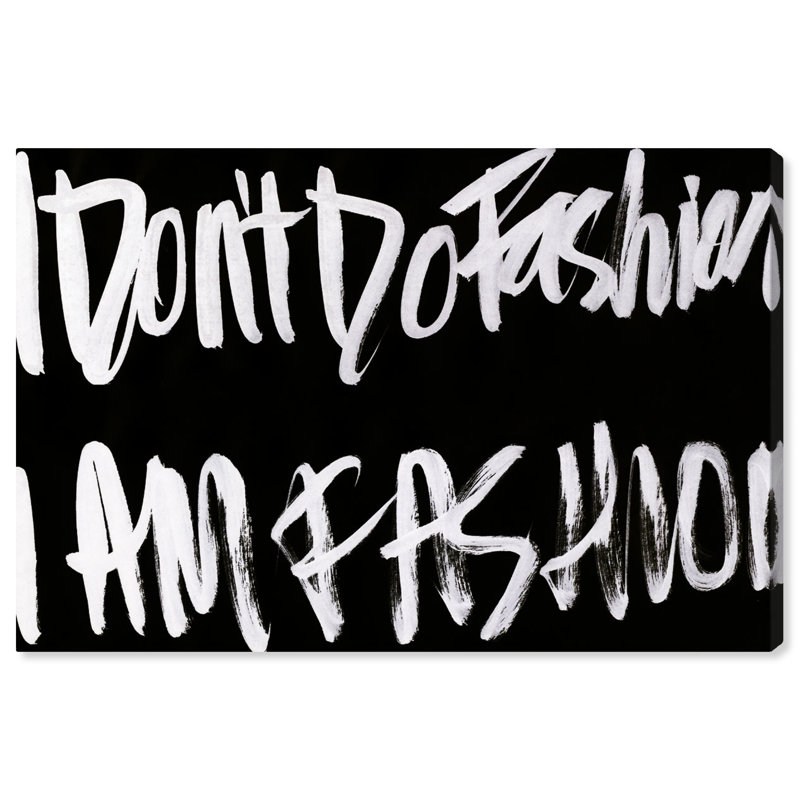 « mode is everything », art textuel sur toile, H 24 po x l 36 po x P 1,5 po