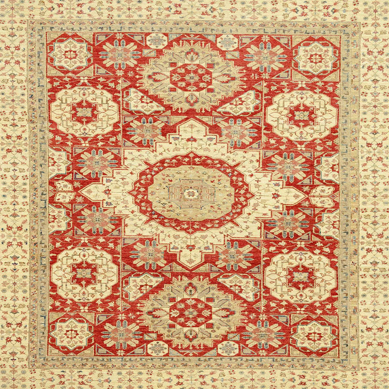 Tapis décoratif multicolore à motif abstrait, Carré 4 pi