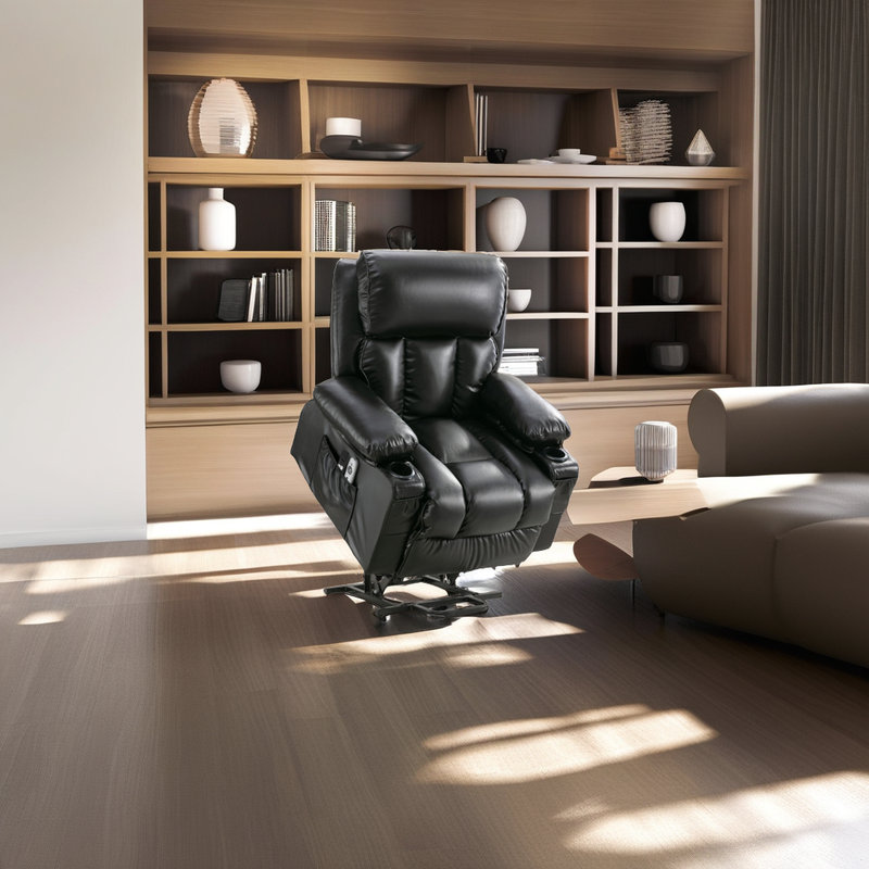 Fauteuil inclinable Power Lift - Massage 8 points et chaleur lombaire - Télécommande - Chargement USB - Siège large pour personnes âgées?