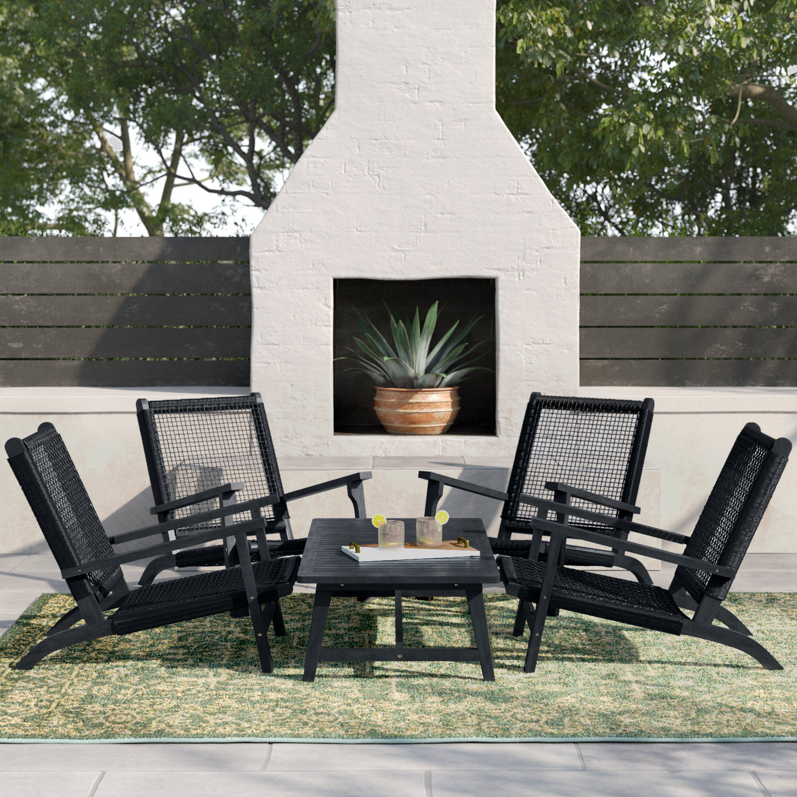 Kismet Acacia 4 - Person Patio Conversation Set, Black