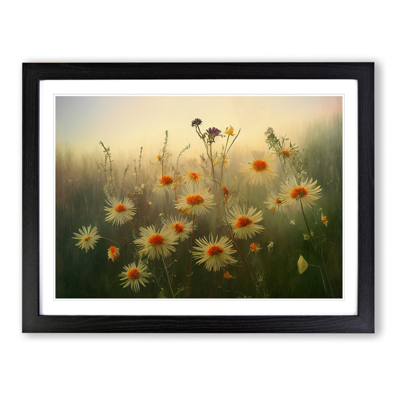 Joyous Wildflowers Floral - Single Picture Frame Painting, 46cm H x 64cm W x 2cm D, Black
