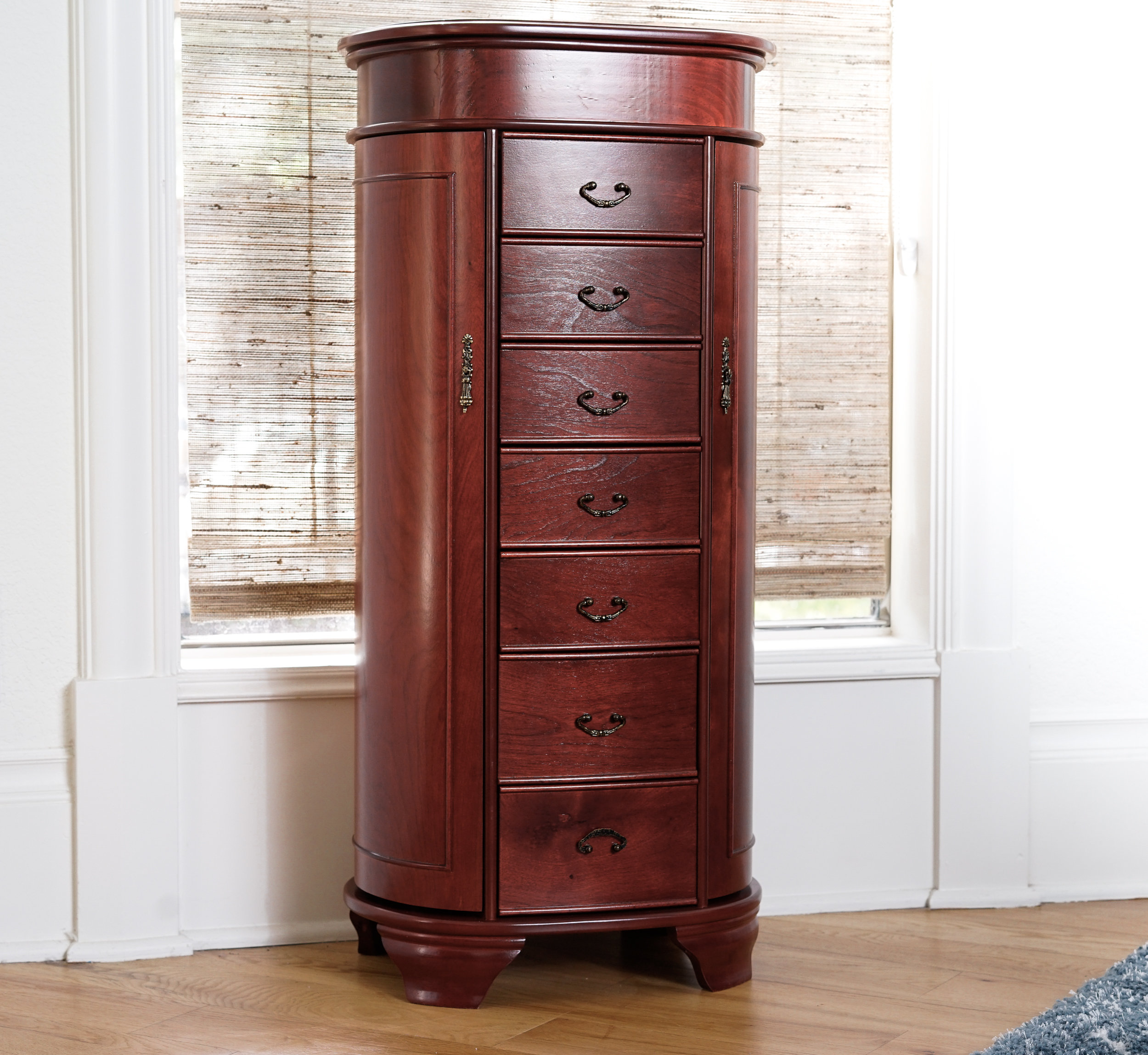Canora Grey Highfill Oval Free Standing Jewelry Armoire with Mirror ...