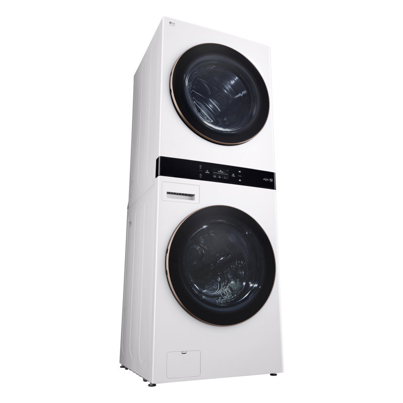 Lg Studio Washtower Smart Front Load 5.0 Cu. Ft. Washer And 7.4 Cu. Ft. Dryer With Center Control, Gas, White