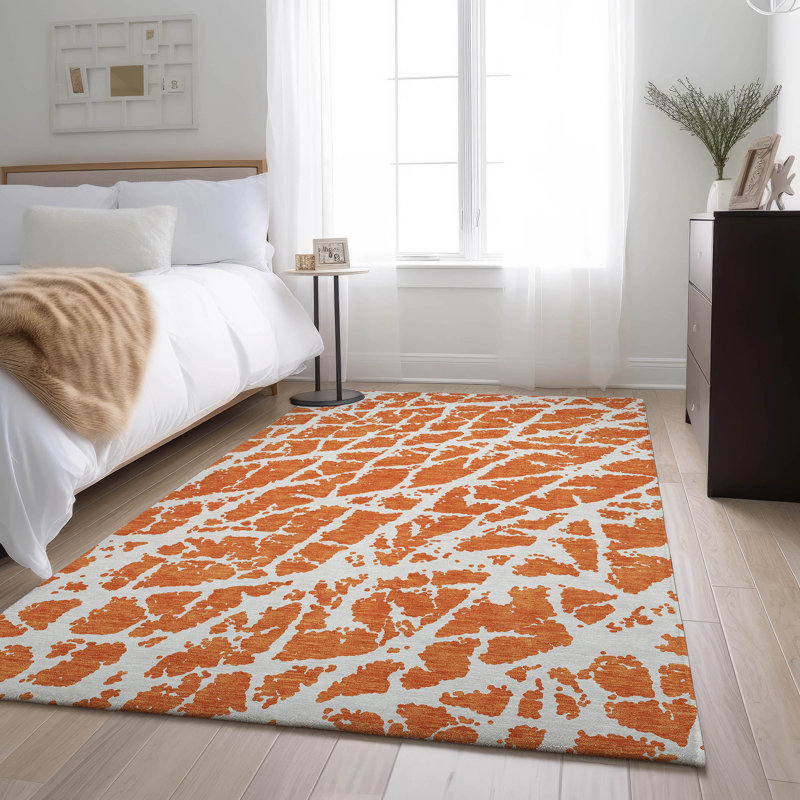 Tapis orange Cerrito AMF501 lavable à la machine de qualité supérieure, Rectangle 2 pi 6 po x 3 pi 10 po