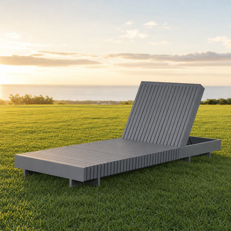 Chaise longue d'extérieur inclinable réglable en bois massif, chaise longue ergonomique durable, support de poids robuste, assemblage facile, conception à lattes respirante, mobilier de détente confortable