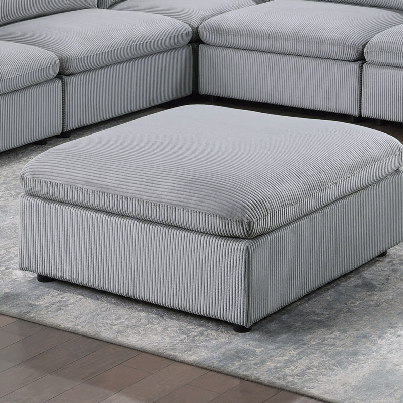 Repose-pieds contemporain en velours côtelé 1pc
