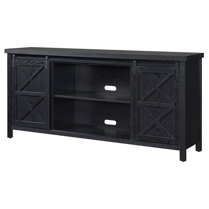 Zacharias Unfinished TV Stand for TVs up to 75", Black Grain