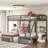 Gray Triple Bunk Bed With Drawer Feature - Solid Pine And Construction, Space Saving Bedroom Solution Function , Practical