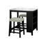Table transitionnelle 3 pièces: table en bois d'ingénierie, rangement latéral et 2 tabourets en placage de papier blanc noir