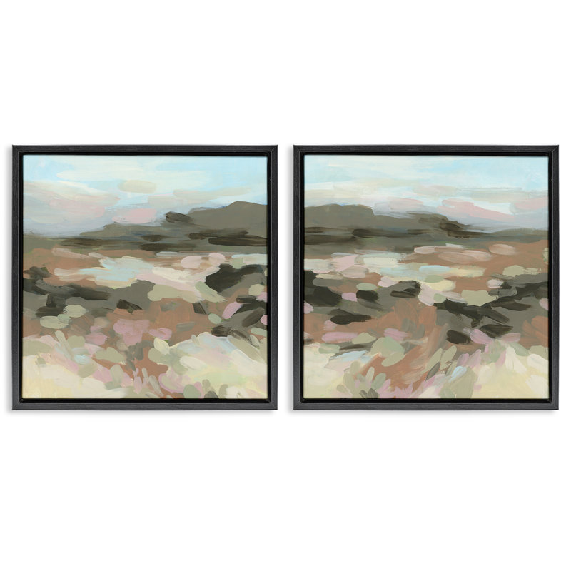  «Desert Impression Abstraction», ensemble de 2 toiles flottantes encadrées par June Erica Vess, H 18 po x l 18 po