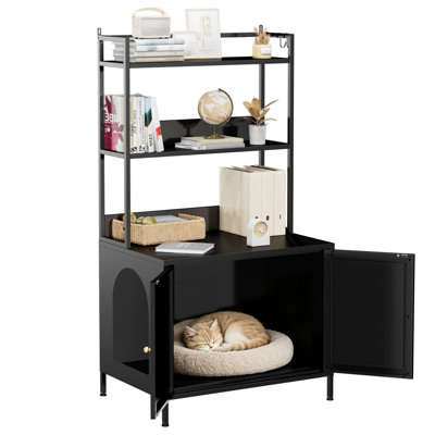 Meuble pour litière pour chat avec rangement H 57,1 po x l 30,3 po x P 21,3 po, noir