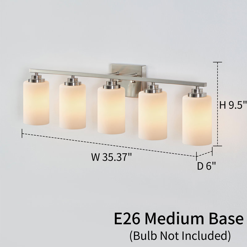 Brushed Nickel 5-Light Vanity Fixture with Frosted Glass Shades