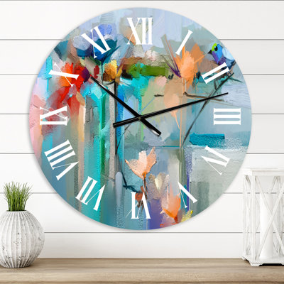 Oversized Abstract Flowers Wall Clock